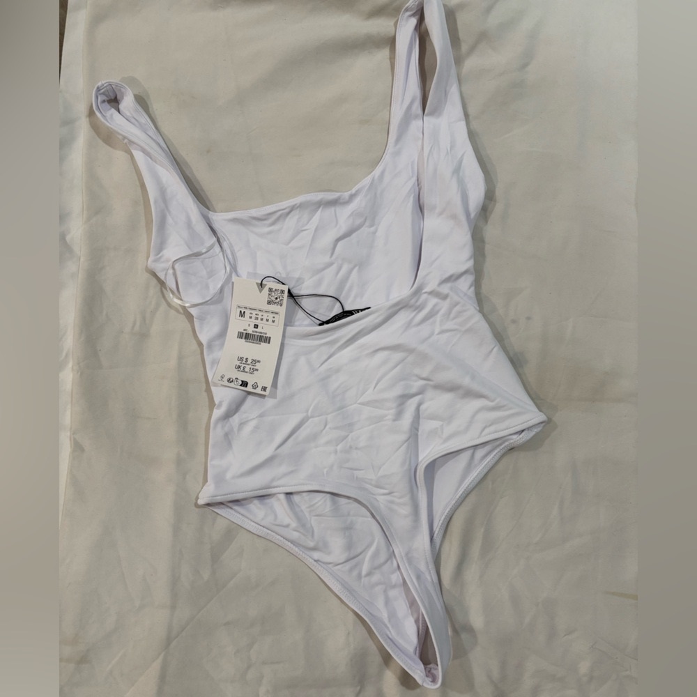 Zara Low Back White Bodysuit